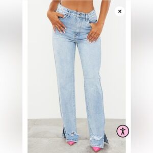 Pretty little thing high rise split hem jeans